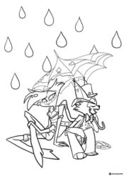 Angel Dust and Husk Hazbin Hotel Coloring Page in rain