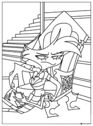 Angel Dust on Throne with Phone Coloring Page