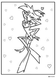 Angel Dust with Floating Hearts Coloring Page