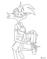 Angel Dust with Popcorn and Drink Coloring Page