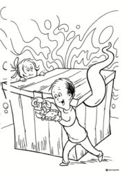 Boy and Girl Opening Box Coloring Page