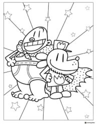Captain Underpants and Dog Man coloring page with stars