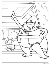 Captain Underpants and kid coloring page