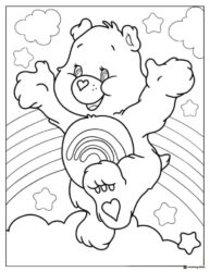 Care Bear Coloring Page Dancing on Rainbow