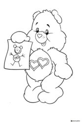 Care Bear Coloring Page Holding Drawing of Bear