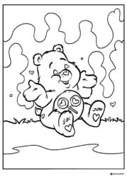 Care Bear Coloring Page Holding Lollipops