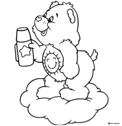 Care Bear Coloring Page Holding Star Cup