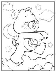 Care Bear Coloring Page Sleepwalking on Clouds