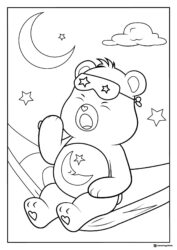 Care Bear Coloring Page Yawning with Sleep Mask