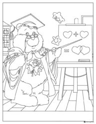 Care Bear Coloring Page as Teacher with Heart Math