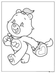 Care Bear Coloring Page holding a heart purse