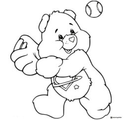Care Bear Coloring Page playing baseball