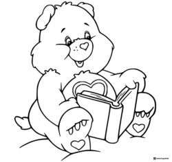 Care Bear Coloring Page reading a book