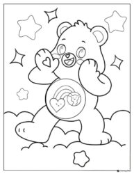 Care Bear Coloring Page with Earth and Heart Rainbow