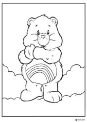 Care Bear Coloring Page with Rainbow Belly Badge
