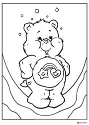 Care Bear Coloring Page with Rainbow and Stars
