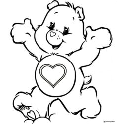 Care Bear Coloring Page with a big heart on its belly