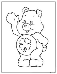 Care Bear Coloring Page with a four leaf clover
