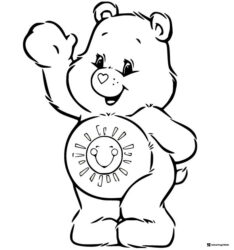 Care Bear Coloring Page with a happy sun on its belly