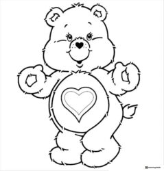 Care Bear Coloring Page with a large heart on its belly