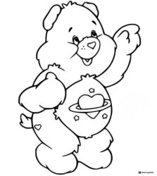 Care Bear Coloring Page with heart and stars on stomach
