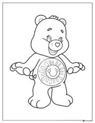 Care Bear Coloring Page with sun symbol on its belly