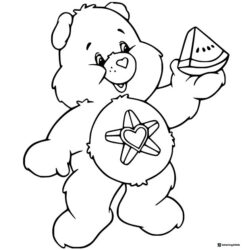 Care Bear Coloring Page with watermelon and star belly
