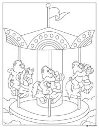 Care Bears Coloring Page Riding Carousel Horses