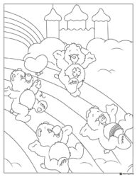 Care Bears Coloring Page Sliding Down Rainbow