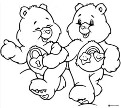 Care Bears Coloring Page with heart padlock and rainbow