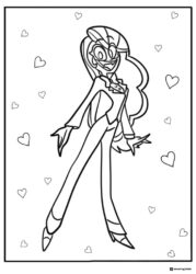 Charlie Hazbin Hotel Coloring Page with hearts