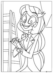 Charlie Hazbin Hotel Coloring Sheet by a ladder