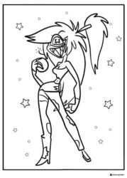 Cherri Bomb Hazbin Hotel Coloring Sheet with stars