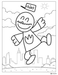 Chief with city background coloring page
