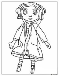 Coraline Doll in Raincoat Coloring Page
