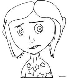 Coraline close up portrait Coloring Page