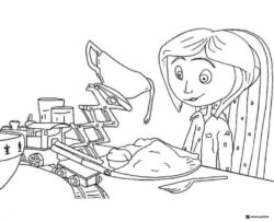 Coraline eating dinner Coloring Page