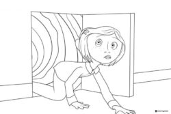 Coraline entering tunnel coloring page