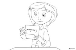 Coraline holding letter Coloring Page