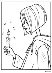 Coraline looking at a candle Coloring Page