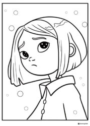 Coraline sad expression Coloring Page