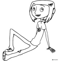 Coraline sitting down Coloring Page