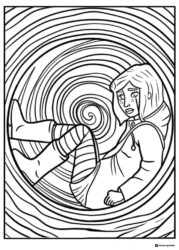 Coraline trapped in spiral Coloring Page