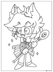 Cute Alastor Hazbin Hotel Coloring Sheet with Staff
