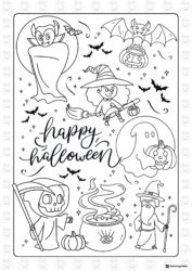 Cute Ghost Coloring Page with Boo and Stars