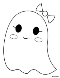 Cute Ghost Girl Coloring Page with Bow