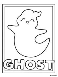 Cute ghost with GHOST text coloring page