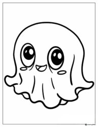 Cute ghost with big eyes coloring page