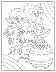 Daniel Tiger friends Coloring Page with a large patterned egg