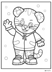 Daniel Tiger waving in circles coloring page